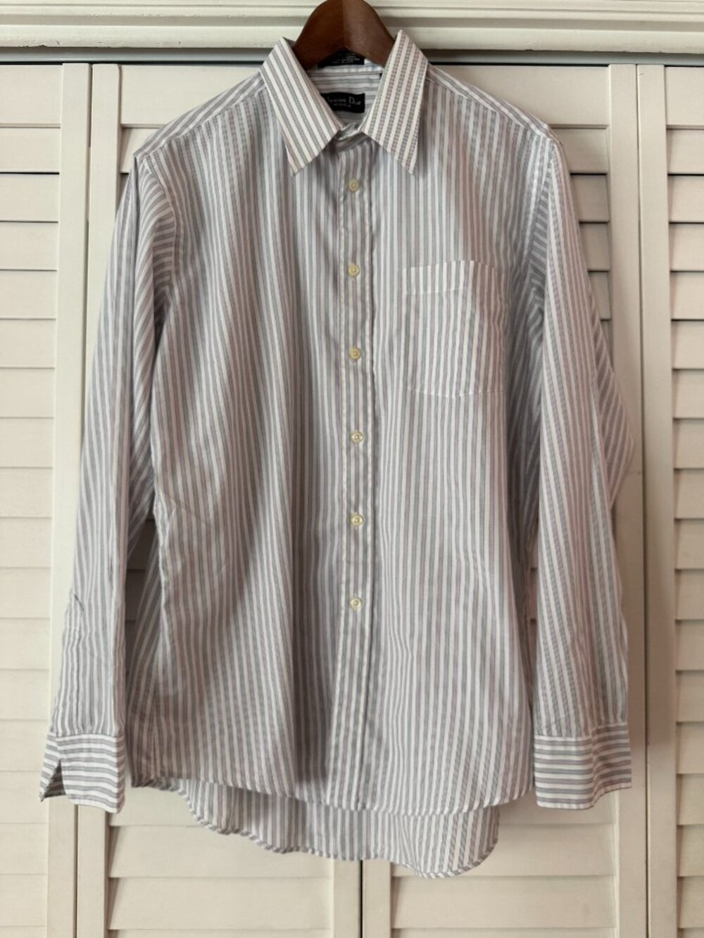 Vintage Christian Dior Monsieur Striped Dress Shirt 16 34/35 Made in USA